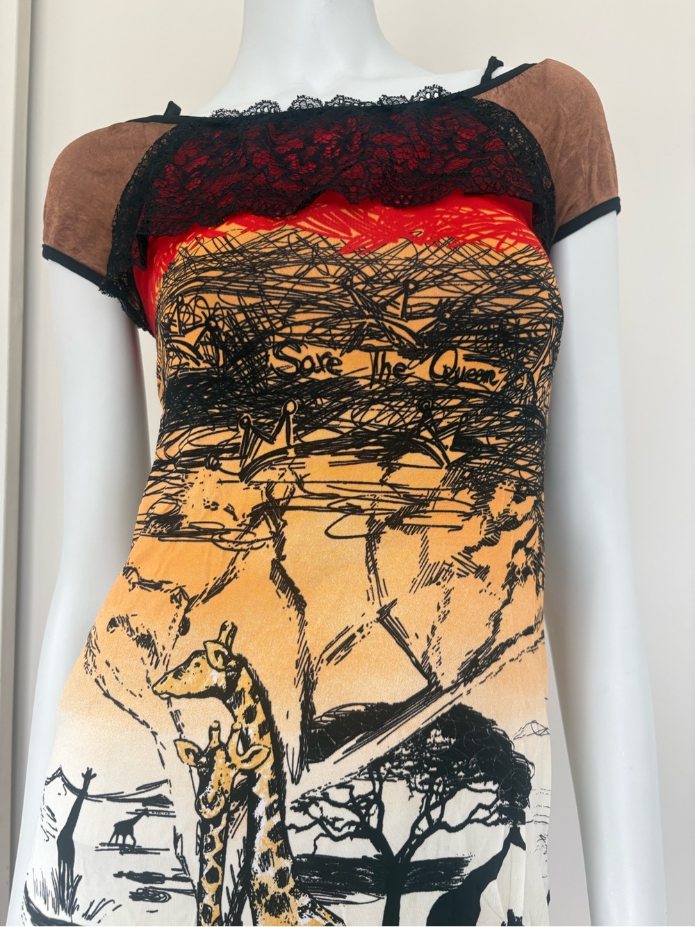 Save The Queen Red Graphic Midi Dress